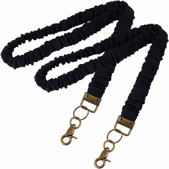 1Set 2Pcs Polyester ID Card Cell Phone Lanyard with Alloy Swivel Clasp Black 450x27x33.5mm
