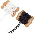 thumbnail image 1 of 1Set 2Rolls 6.56yards/6m Elastic Cord with Buttonhole 15mm Wide White and Black Elastic Button Loop Stretch Band for DIY Sewing Crafts, 1 of 7