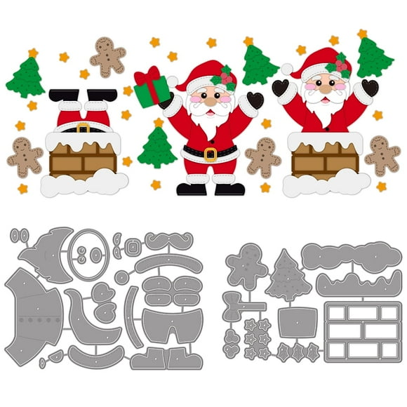 1Set 2Set 22Pcs Santa Claus Cutting Dies for DIY Scrapbooking Metal Christmas Chimney Die Cuts Embossing Stencils Template for Paper Card Making Decoration Album Craft Decor