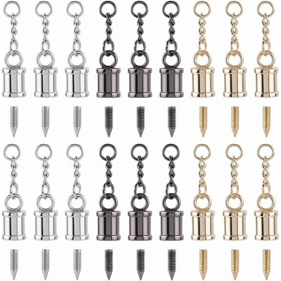 1Set 3 Colors Alloy Chain Extender with Bead Cap Bails and Curb Chains Mixed Color Bead Cap Bails: 25.5x13.5mm Inner: 10.5mm 6sets/color