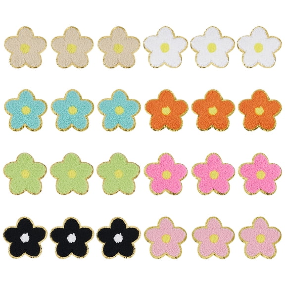 1Set 3 Sets Towel Cloth Computerized Embroidery Cloth Iron On/Sew On Patches with Back Adhesive Costume Accessories Appliques Flower Mixed Color 64x64x3mm