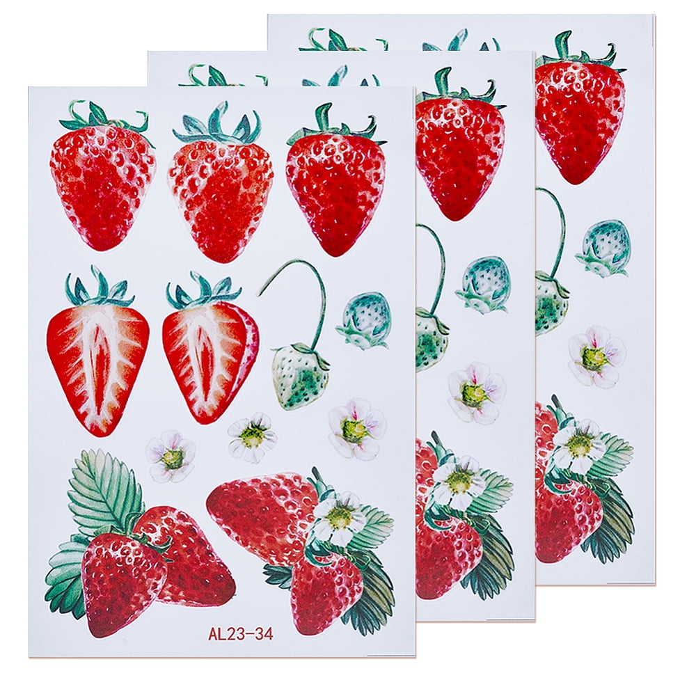 112 Pcs Strawberry Wall Decals - 8 Sheets Removable Waterproof Vinyl Stickers For Kitchen, Bathroom, Nursery
