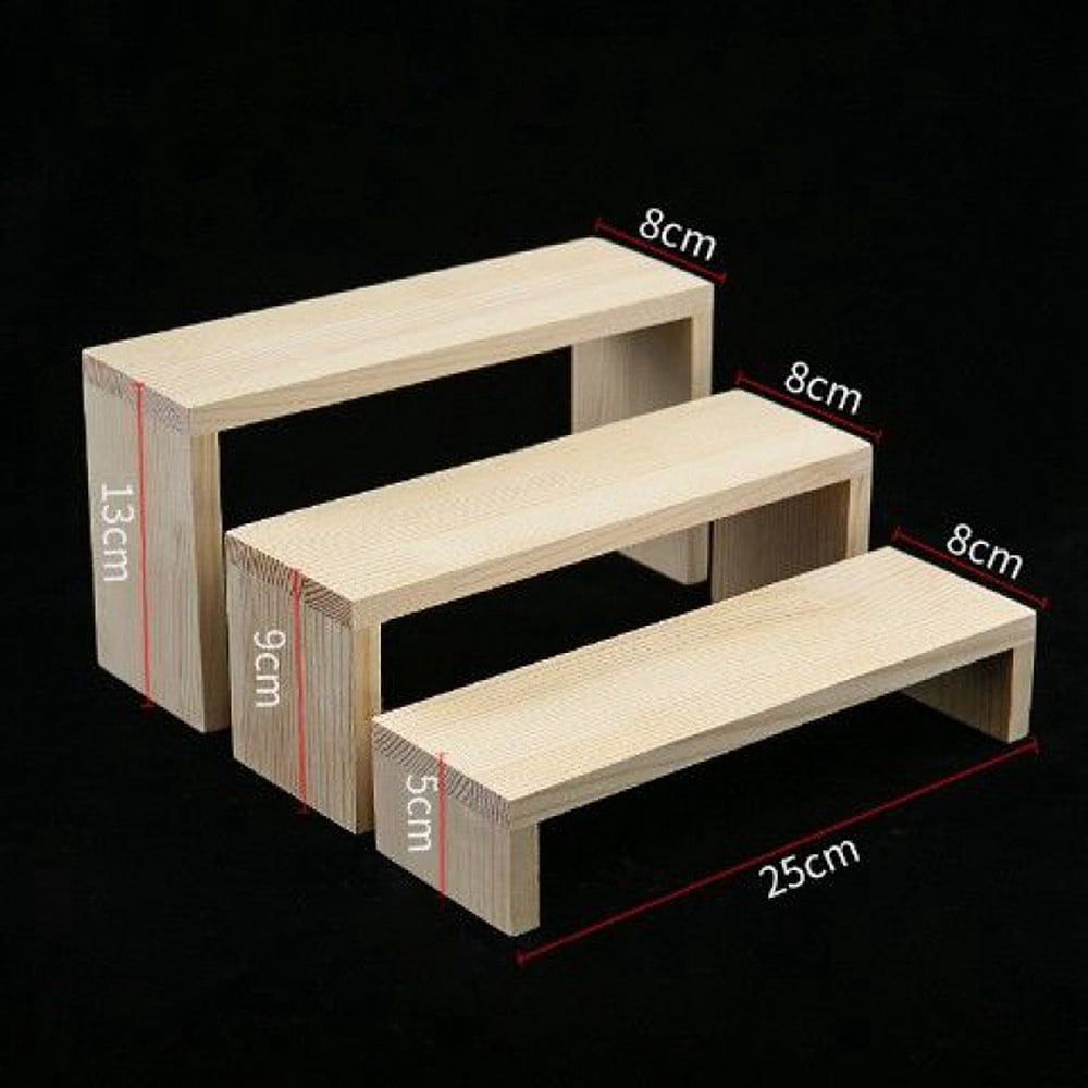 1Set 3-Tier Wood Display Risers Mult-purpose Product Organizer Holder ...