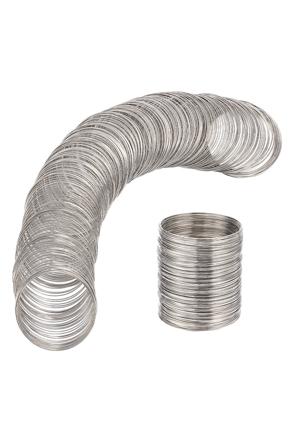 1Set 300 Loops 22 Guage Steel Memory Wire 0.02 Inch (0.6mm) Thick 2 Inch (55mm) Dia Rigid Steel Bracelet Bangle Jewelry Beading Wire for Wire Wrap DIY Jewelry Making