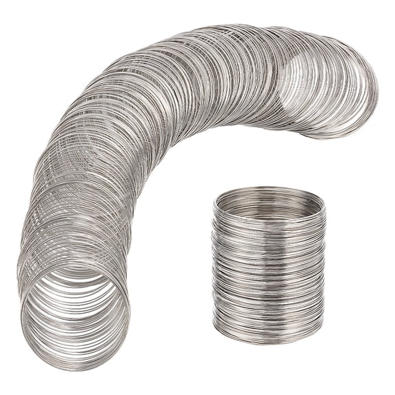 1Set 300 Loops 22 Guage Steel Memory Wire 0.02 Inch (0.6mm) Thick 2 Inch (55mm) Dia Rigid Steel Bracelet Bangle Jewelry Beading Wire for Wire Wrap DIY Jewelry Making
