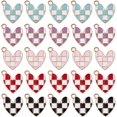 thumbnail image 1 of 1Set 30Pcs Rack Plating Alloy Enamel Pendants Nickel Free Heart with Tartan Pattern Charm Golden Mixed Color 15x14x2mm Hole: 1.4mm, 1 of 5