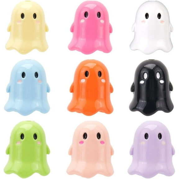 1Set 36Pcs 9 Colors Opaque Acrylic Beads Ghost Mixed Color 17x15x15mm Hole: 2mm 4pcs/color