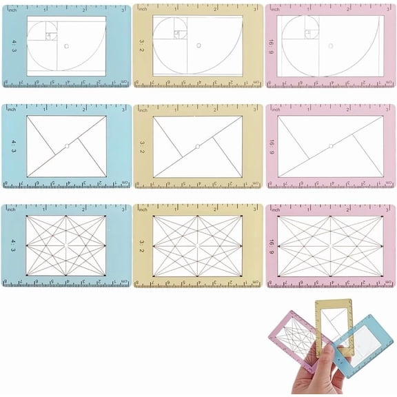 1Set 3Bags 3 Styles Acrylic Viewfinder Rectangle Mixed Color 84x53x2mm 1bag/style
