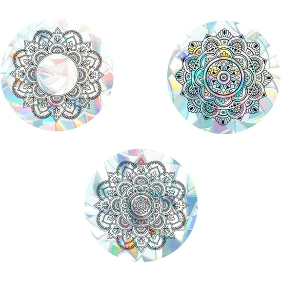 1Set 3Pcs 3 Style Waterproof PVC Electrostatic Wall Stickers Brick Pattern Stickers for Living Room TV Wall Store Backdrops Thick Wallpaper Decoration Round with Flower Colorful 18cm 3pcs/ set