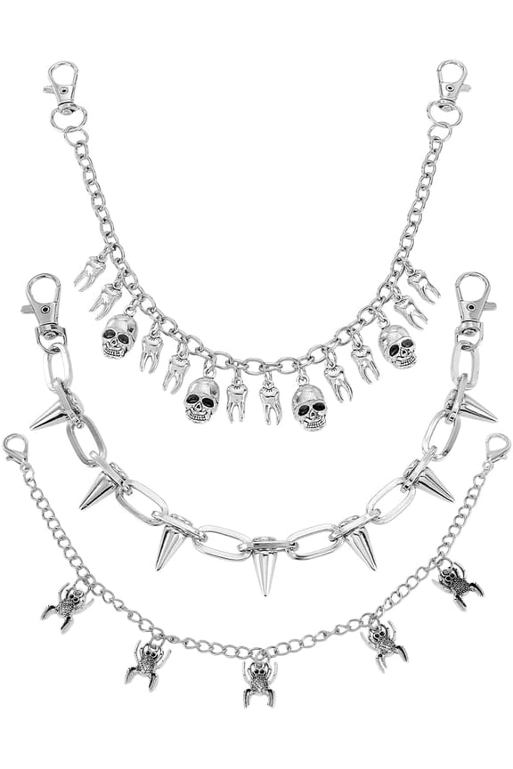 1Set 3Pcs 3 Styles Halloween Alloy Purse Chains with Charms Platinum 302~304mm 1pc/style