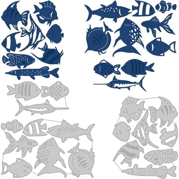 1Set 3Pcs Fish Cutting Dies Fish Embossing Stencils Template Die Cut Set for Card Scrapbooking and DIY Craft Album Paper Card Decor 0.8mm Thick