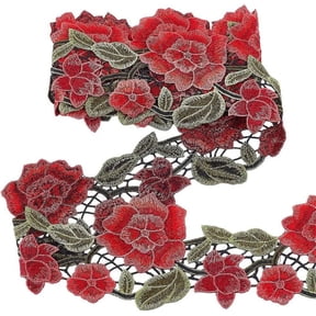 1Set 3m/3.3 Yards Flower Lace Ribbon 10.5cm/4.13 inch Rose Jacquard Ribbon Embroidery Polyester Lace Ribbons Decorative Sewing Trim for Wedding Dress Upholstery Curtain Clothes