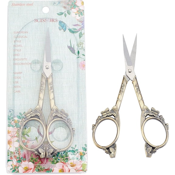 1Set 4.7Inch Stainless Steel Sewing Scissors Butterfly Pattern Vintage Style Embroidery Shears