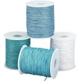 thumbnail image 1 of 1Set 400 Yards 1mm Waxed Cotton Cord Thread Blue Series Jewelry Cord String 4 Colors Beading Thread with Spool for Summer Bohemian Wave Bracelet Necklace Macrame, 1 of 8
