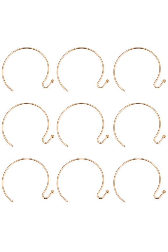 1Set 40Pcs Brass Earring Hooks Real 18K Gold Plated 21x24~25x1.5mm Pin: 0.7mm