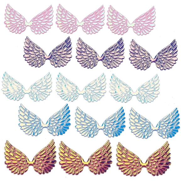 1Set 40pcs Laser Angel Wings Fabric Embossed Iridescent Wings Patches Applique 5 Colors Mini Wings Crafts for DIY Craft Decoration Clothing Ornament Supplies Shirts Jeans Craft Sewing