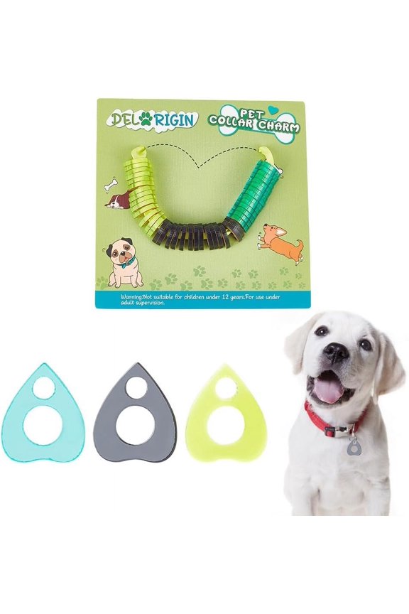 1Set 42Pcs 3 Colors Transparent Blank Acrylic Pet Dog ID Tag for Puppy Collar Charms Teardrop Mixed Color 15x12.5x3mm Hole: 3mm 14pcs/color