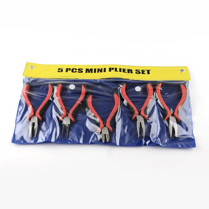 1Set 45# Carbon Steel Jewelry Plier Sets Round Nose Plier Side Cutting Plier Bent Nose Plier and Flat Nose Plier Red 20x33.5x5.5cm