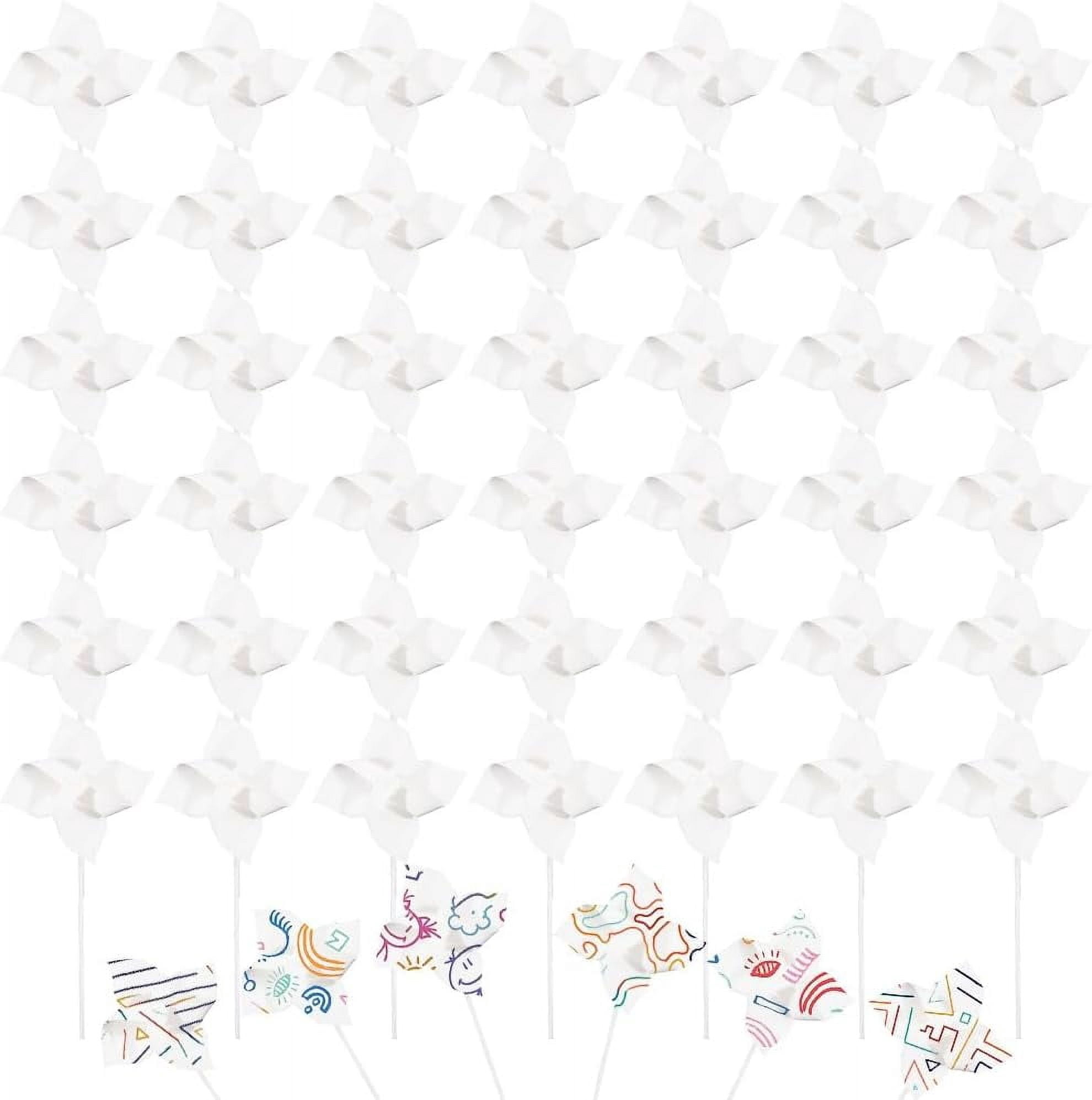 1Set 48 Sets Paper & PVC Blank DIY Pinwheels Craft for Kids Art and Craft White 155x155x0.2mm
