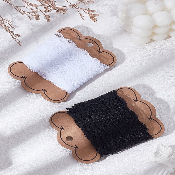 1Set 4Pcs 2 Colors 2 Yards Polyester Floral Lace Trims Wavy Edge Lace Ribbon Mixed Color 1-5/8 inch(42mm) 2 yards/pc 2pcs/color