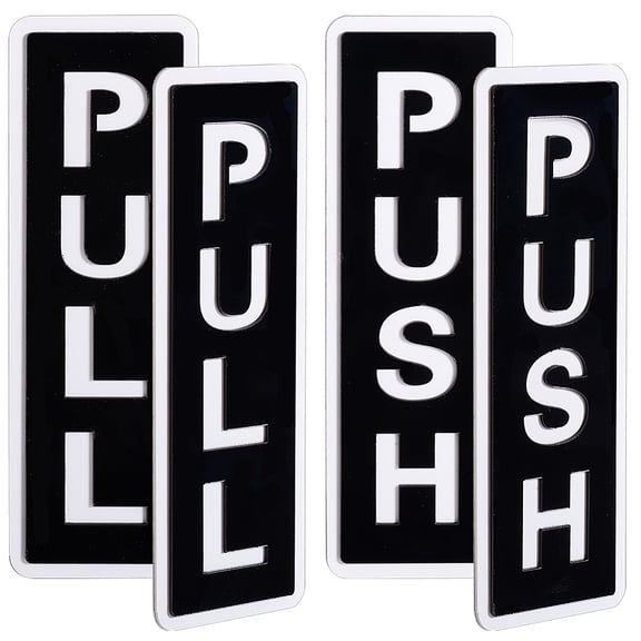 1Set 4Pcs 2 Styles Self Adhesive Acrylic Door Signs Rectangle with Word PUSH/PULL Black 150x50x3mm 2pcs/styleDIY