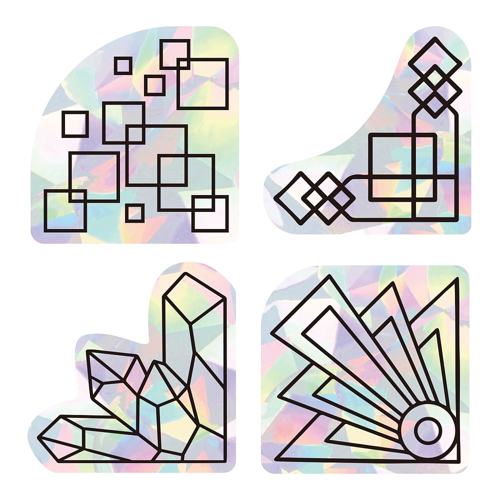 1Set 4Pcs 4 Patterns PVC Colored Laser Stained Window Film Adhesive ...