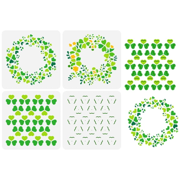 1Set 4Pcs 4 Styles PET Hollow Out Drawing Painting Stencils for DIY Scrapbook Photo Album Clover 150x150mm 1pc/style
