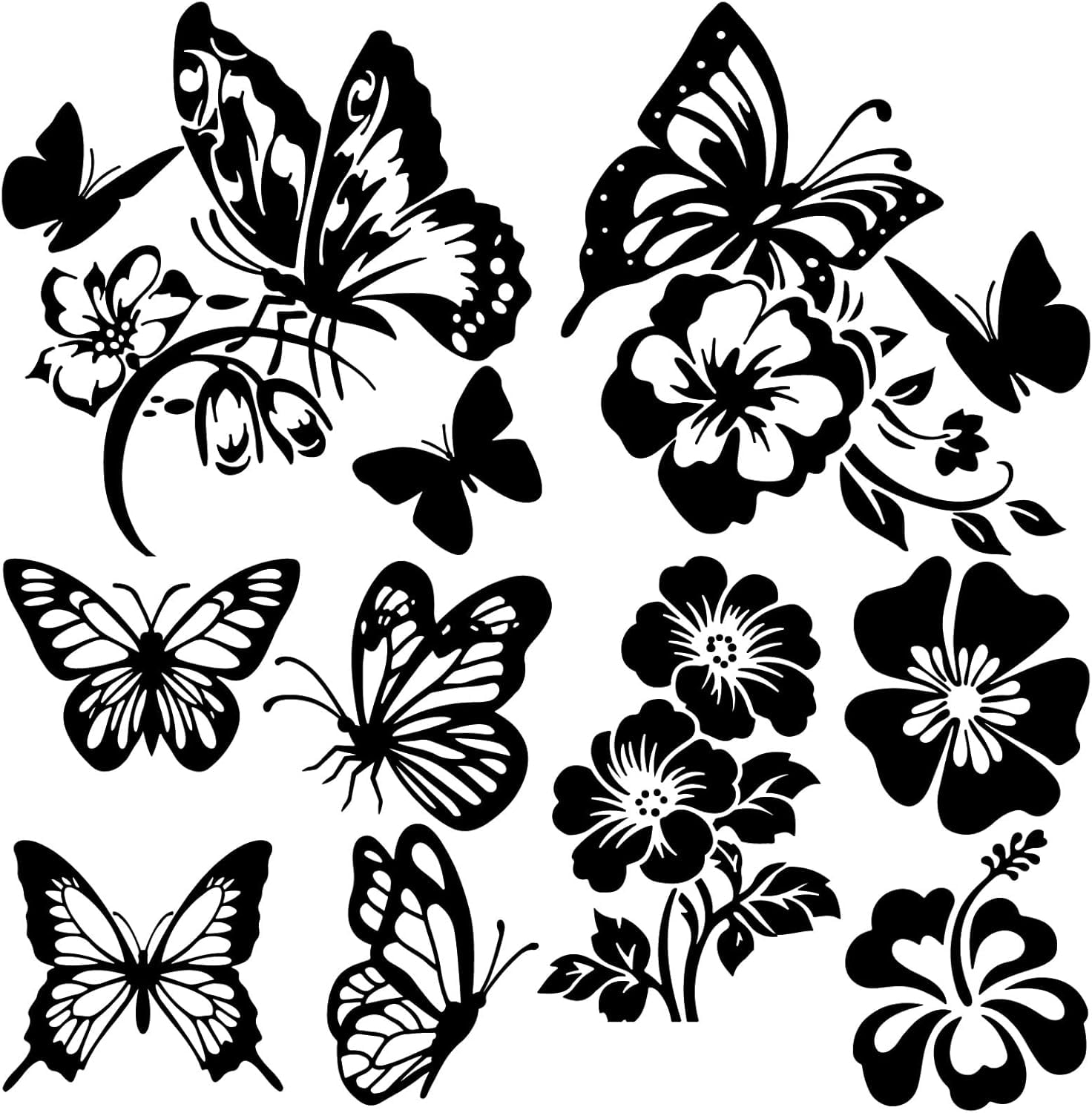 1Set 4Pcs 4 Styles PET Waterproof Self-adhesive Reflective Decals Car Stickers for Car Motorcycle Decoration Butterfly 200x200mm 1pc/style