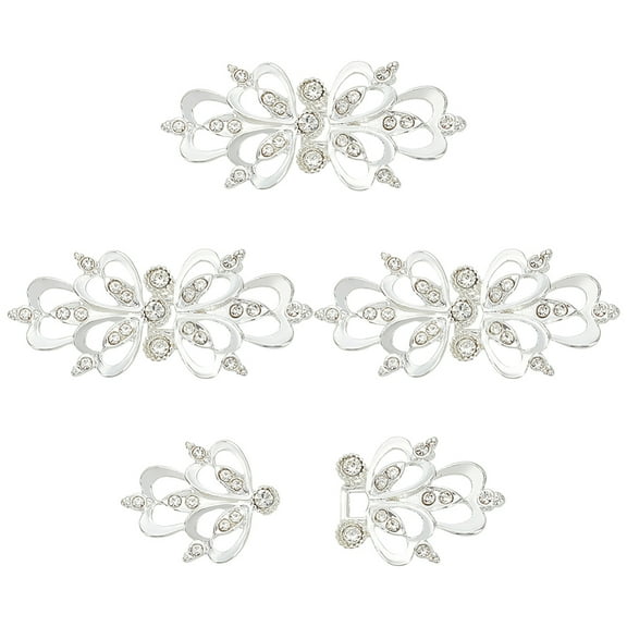 1Set 4Pcs Zinc Alloy Rhinestone Snap Lock Clasps Closure Sewing Fasteners for Garment Accessories Silver 61.5x27x8mm Hole: 1.6mm