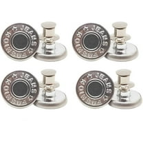 Metal Button Pins For Jeans,Silver No Sew And No Tools Jean Button Pins For Pants,Instant Buttons,Sturdy And Solid Snap Button,Easy Installation Tightener Button 17Mm 4Pack(Silver,0.7x0.7x0.6")