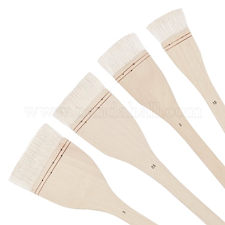 ZYAMY Hake Pinsel-Set – 4 Stück, 2,5cm, Weiches Ziegenhaar, Für Aquarell & Hintergrund