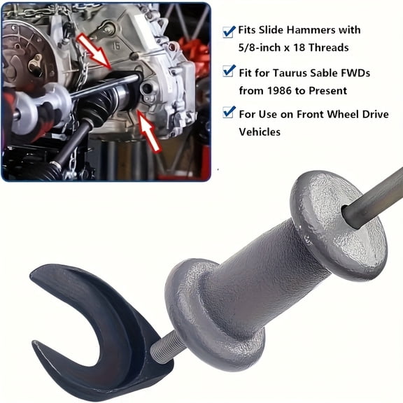 1Set 5/8"-18 Inch CV Joint Puller Tool Kit - Front Wheel Drive Axle Extractor with Nut for Easy Automotive Repairs