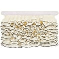 thumbnail image 1 of 1Set 5 Yards 2 Inch Beige Ruffle Lace Trim Double-Layer Gathered Ruffled Ribbon Black Matching Trimming Pleated Lace Edge Trim for DIY Headwear Collar Sewing Dress Wedding Decoration, 1 of 9