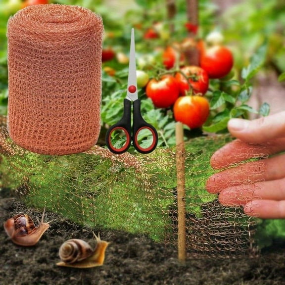 1Set 5" x 50 ft Copper Mesh Roll with Packing Tool and Scissors for Plants Blocker for Hole, Double Layer Copper Fill Fabric, Gap Hole Filler, for Bat Snail Bird Rodent Control