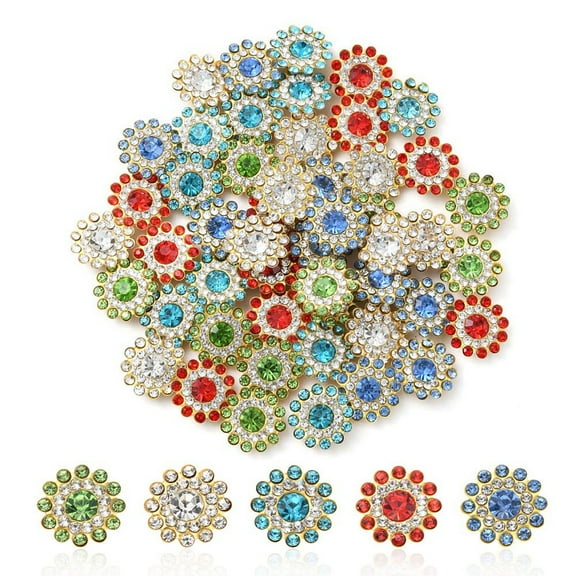 1Set 50Pcs 5 Colors Sew on Rhinestone Transparent Glass Rhinestone with Iron Prong Settings Faceted Flower Mixed Color 14x4.5mm Hole: 1.2mm 10pcs/color