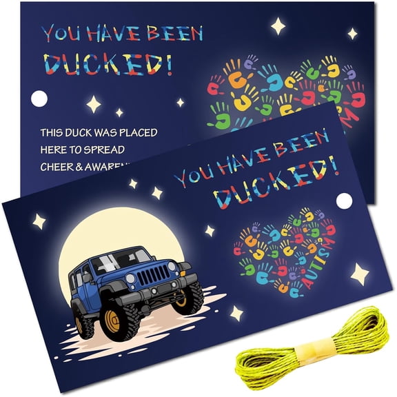 1Set 50Pcs You've Been Ducked Cards Duck Tags Card Duck Duck Jeep Tags Ducking DIY Jeep Duck Card with Hole and Twine for Rubber Duck Jeeps Car Jeeps Decor Gifts 3.5x2Inch-You Found Me
