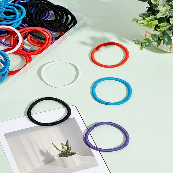 1Set 50pcs 5 colors Girl's Hair Accessories Nylon Thread Elastic Fiber Hair Ties Ponytail Holder Mixed Color 44mm 10pcs/color