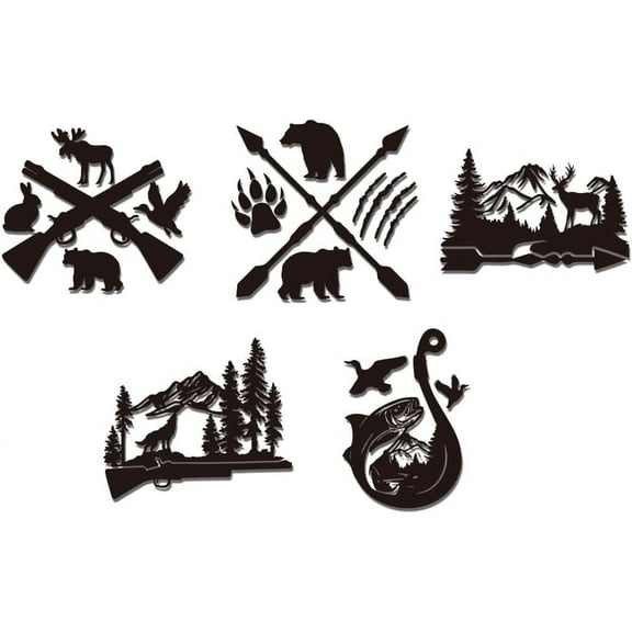 1Set 5Pcs Deer Bear Birds Wolf Hunting Reflective Vinyl Car Decal Stickers Hunting Animals Outdoors Sticker Waterproof Vinyl Car Window Decals for Bumper Windows Cars Trucks Laptop Water Bottle Cup