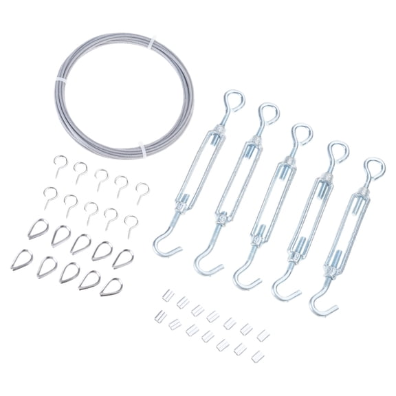 1Set 5m Wire Rope Cable with Hooks Kit Household Crafts Supplies for Garden Railing Clothesline Drying Holder