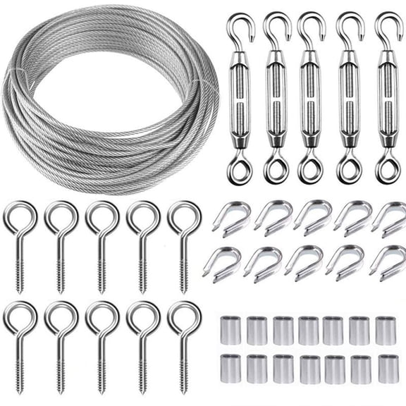 1Set 5m Wire Rope Cable with Hooks Kit Household Crafts Supplies for Garden Railing Clothesline Drying Holder