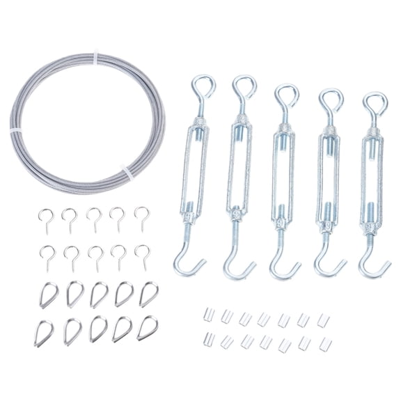 1Set 5m Wire Rope Cable with Telescopic Hooks Outdoor Garden Yard