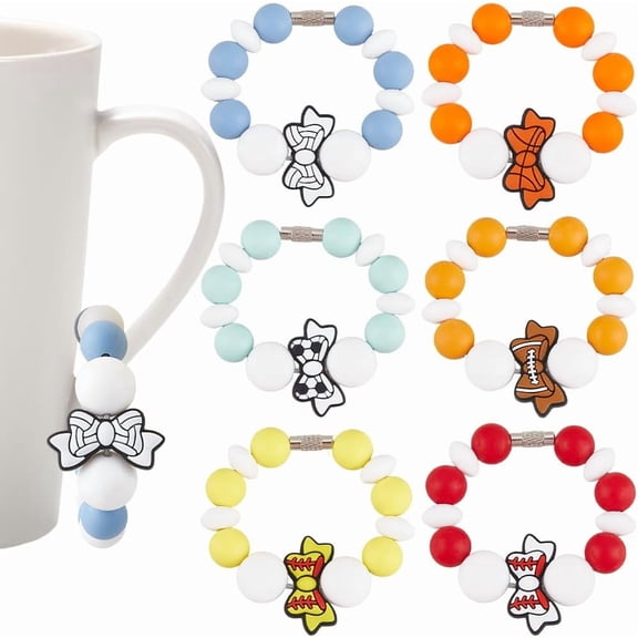 1Set 6 Colors Drink Charms Bulk Silicone Wine Markers with Earring Hoop Findings Silicone Focal Beads Personalized Cup Charms Wine Glass Tags