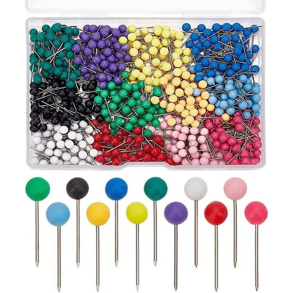 1Set 600Pcs 12 Colors Round Stainless Steel Drawing Pins with Plastic Head Stationary Office Supplies Mixed Color 14mm 50pcs/color