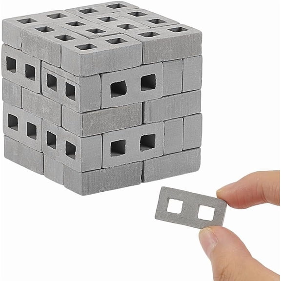 1Set 60Pcs Mini Polymer Clay Bricks Dollhouse Furniture Accessories Dark Gray 28.5x14x9mm