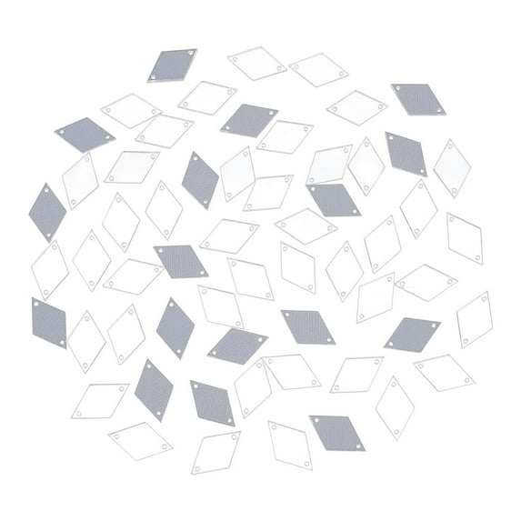 1Set 60Pcs Sew on Rhinestone White Rhombus Acrylic Mirror Acrylic Shiny Sewn Stones Mirrored Rhinestones for Costume Evening Dresses Cloth Garment Decoration Accessory
