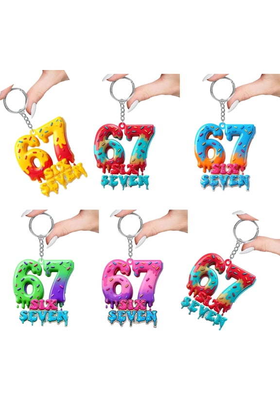 1Set 67 Memes Keychain Funny 67 Keychain Backpack Bag Charm Accessory Car Key Holders 67 Key Charm Birthday Gift Unisex