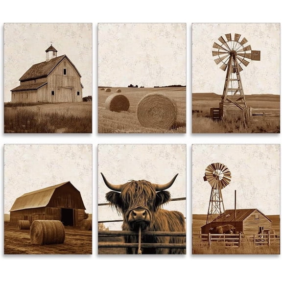 1Set 6Pcs 6 Styles Paper Art Poster Wall Picture Wall Decorations Mixed Shapes 350x280mm 1pc/style