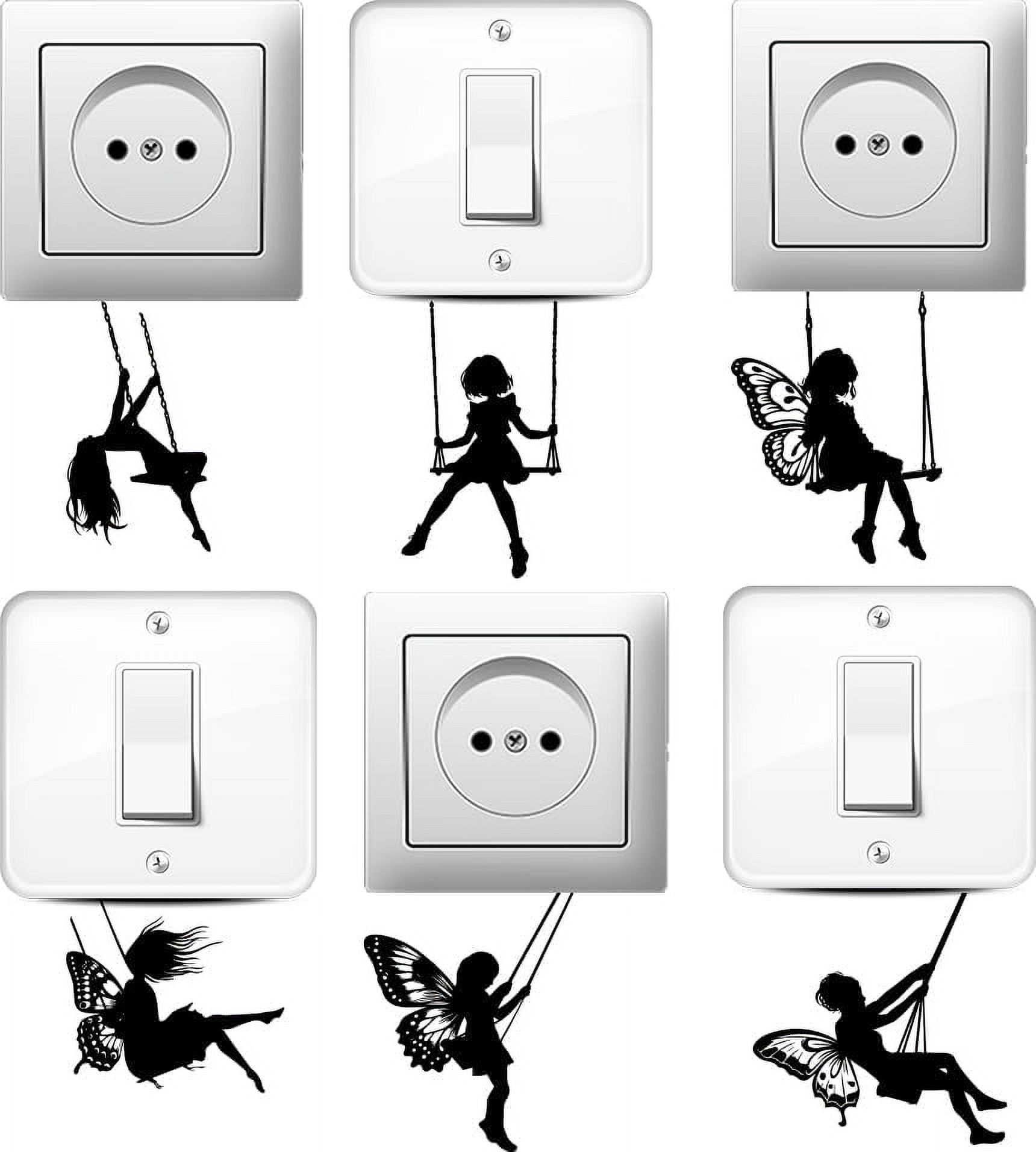 1Set 6Pcs Fairy Silhouette Light Switch Stickers Butterfly Fairy Wall ...