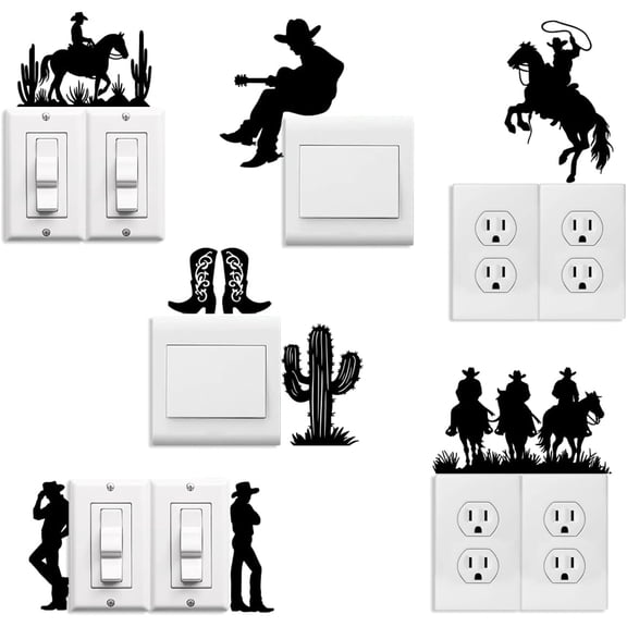 1Set 6Pcs Plant PVC Plastic Waterproof Self-adhesive Stickers Set Light Switch Decals for Wall Decoration Human 180x180mm craft