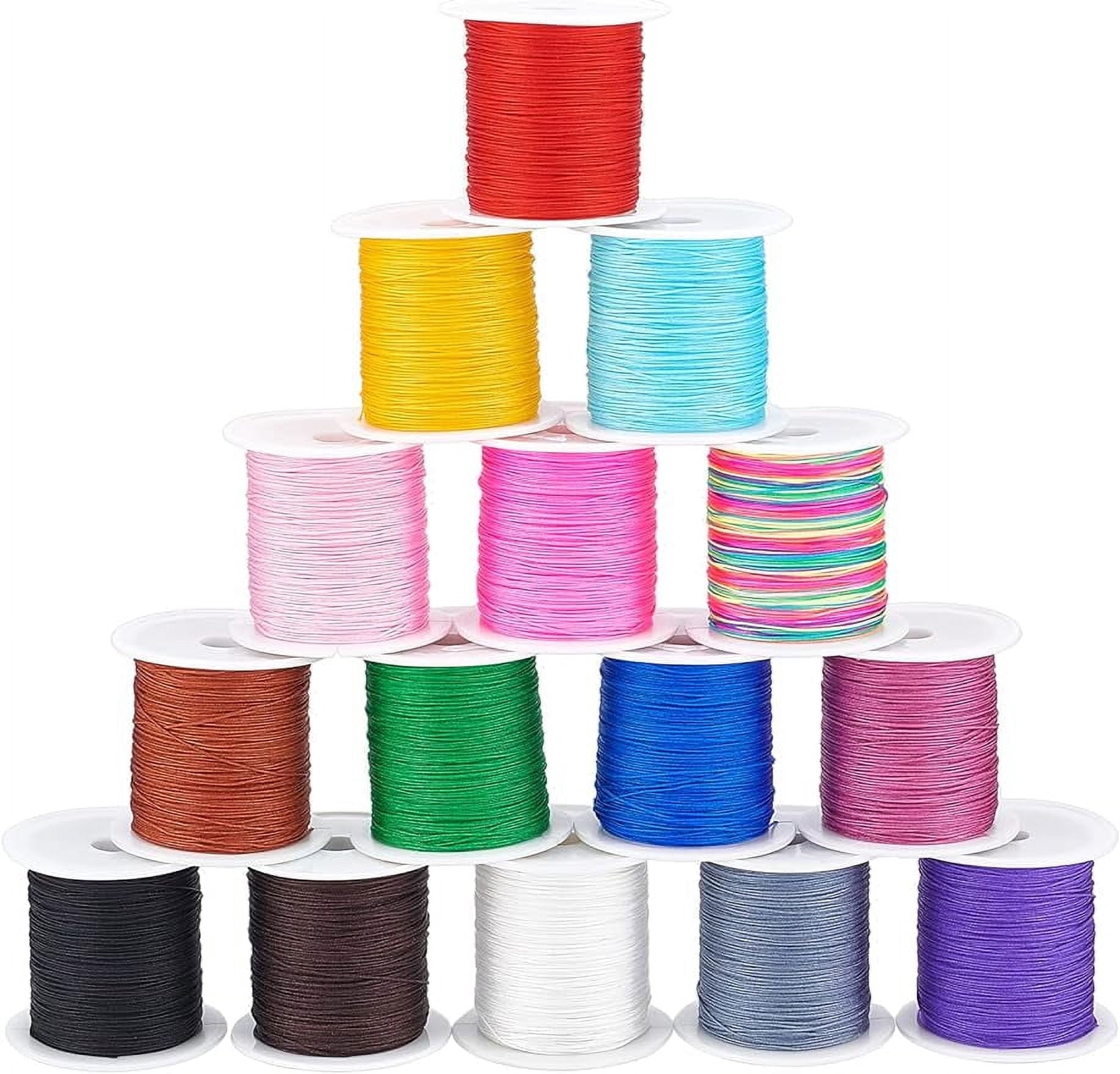 4 Rolls Nylon Beading Thread Knotting Cord 0.8mm 50 Yards Braided Nylon Crafting Satin String Moon Green